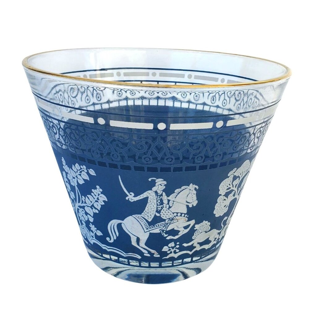 60s Vintage Glass Ice Bucket Persian Arabian Knights Wedgwood Midcentury Barware - Picture 3 of 12